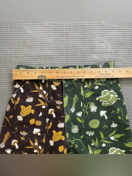 Big Bud Press Work Pants Two Tone Cookbook Print Small Womens Green Brown Multi - Picture 7 of 10